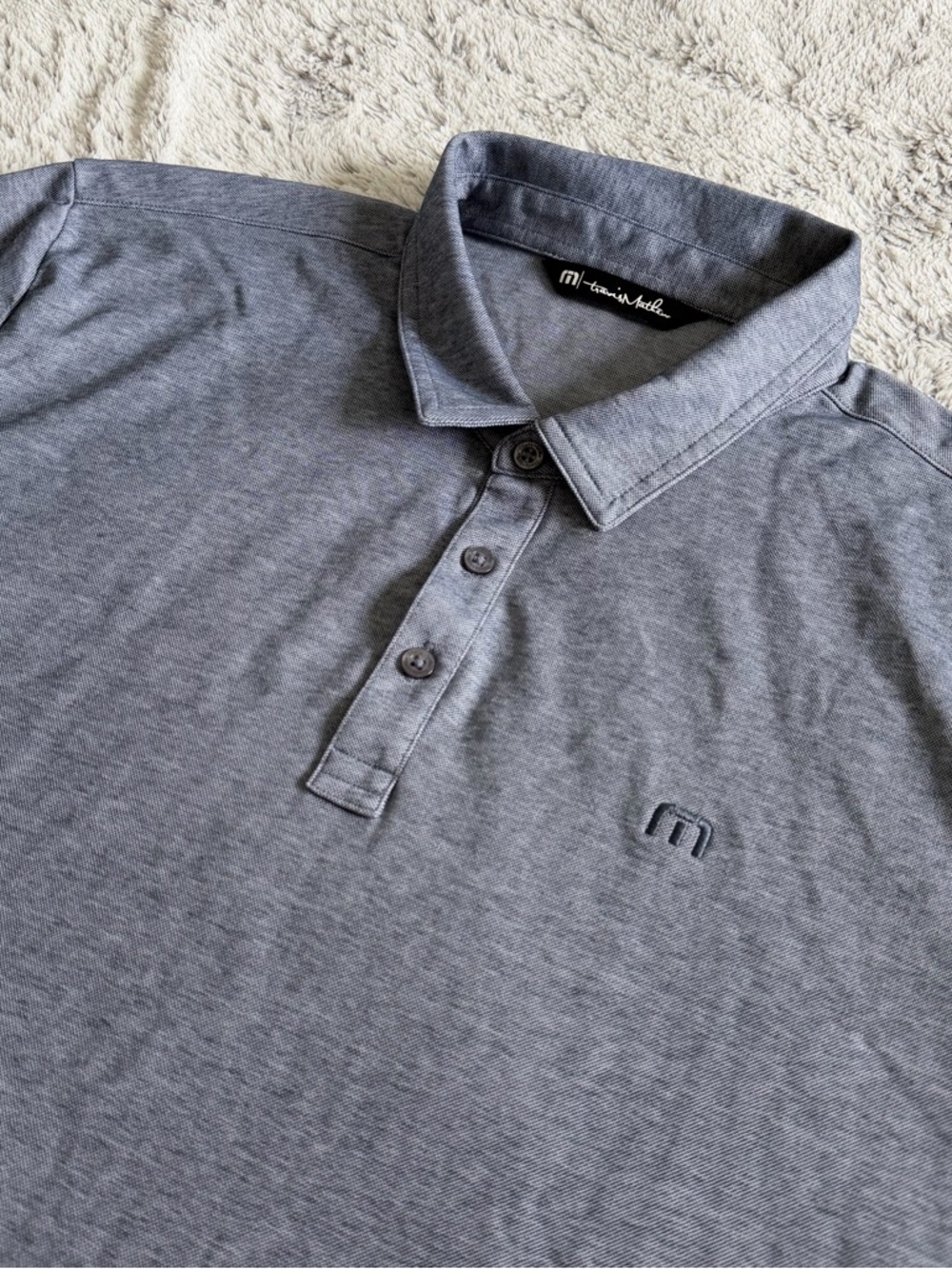Travis Mathew Polo Shirt Men’s 2XL Grey Golf Performance Logo